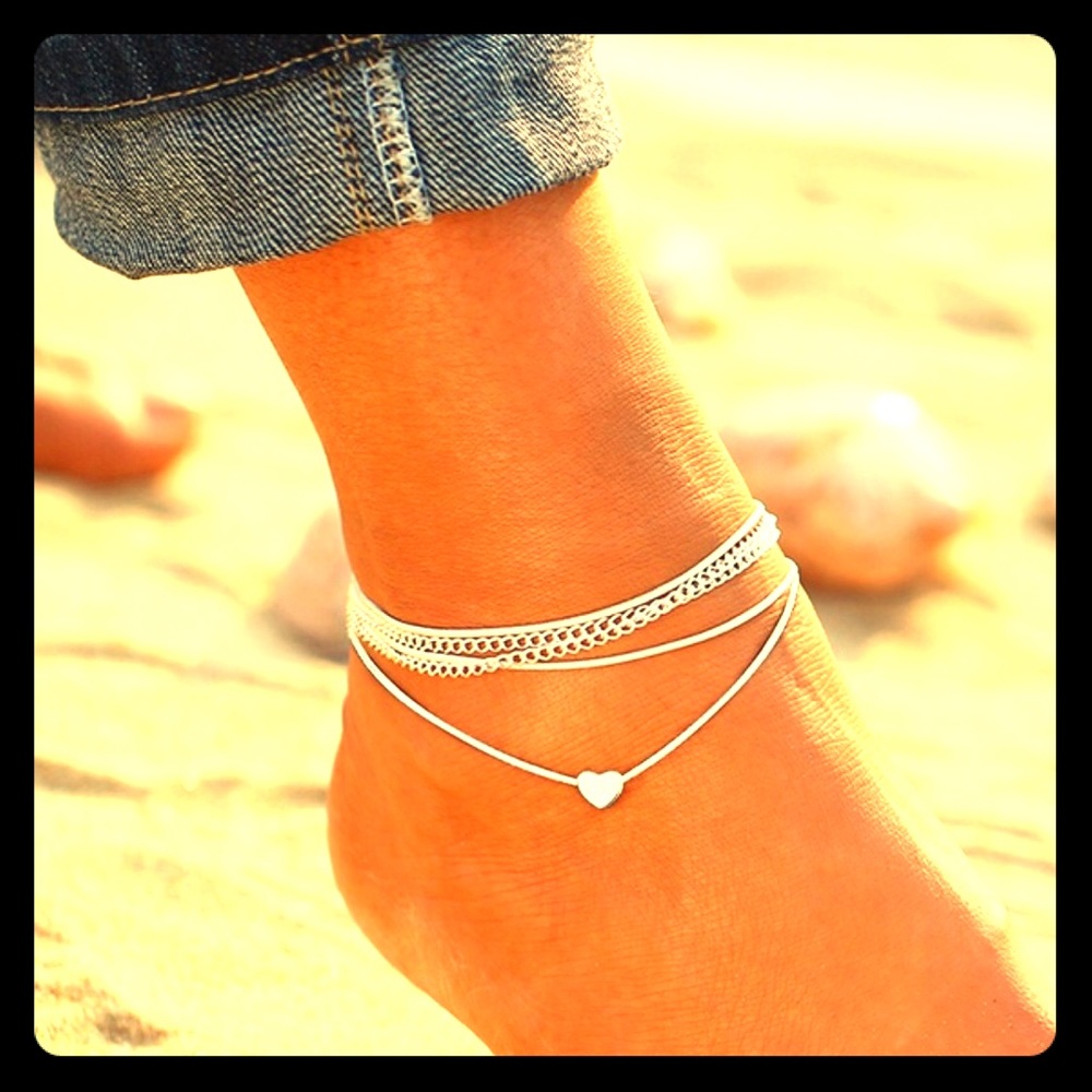 🔥🔥 Dainty Silver Heart Anklet 🔥🔥